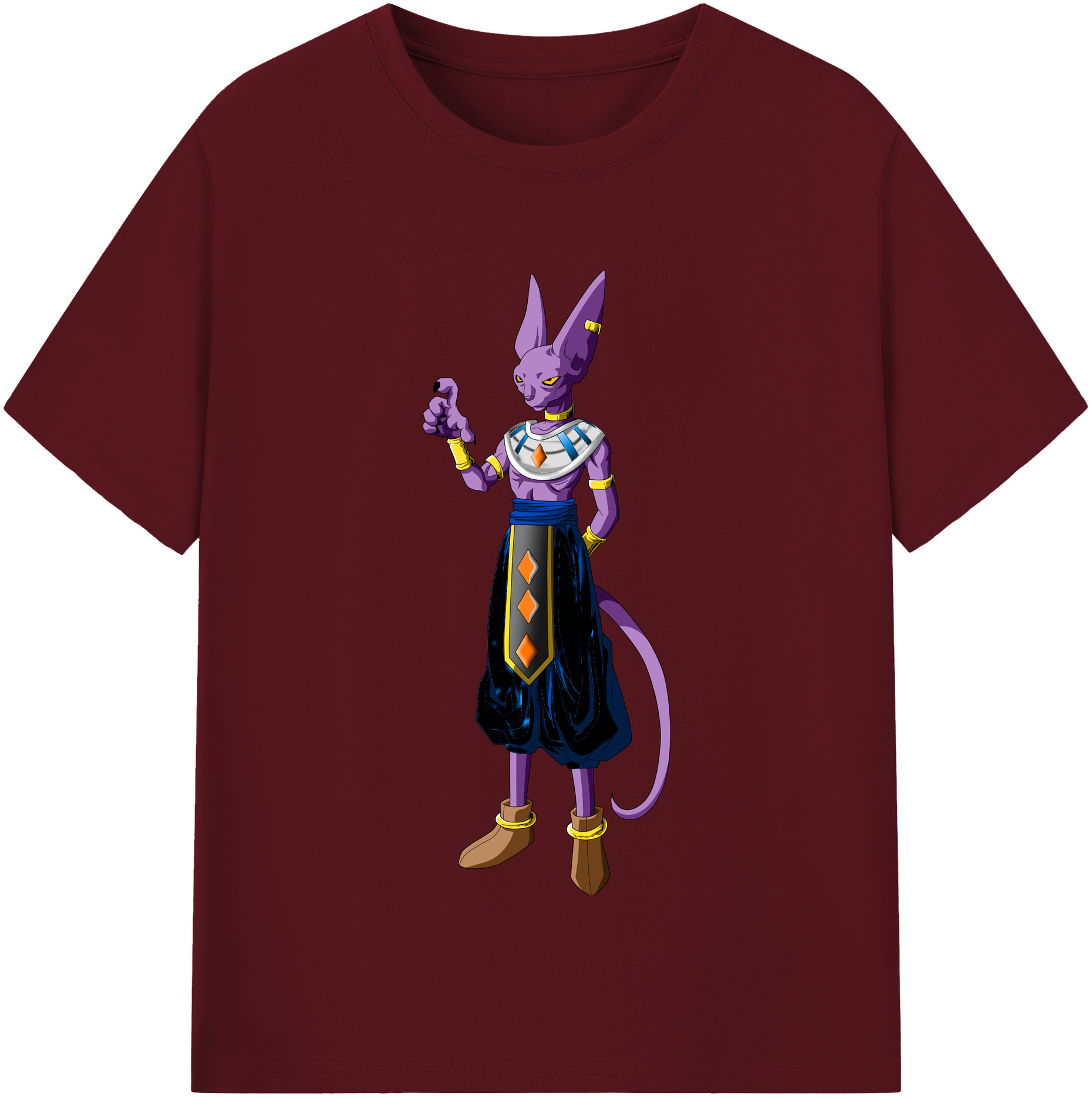 （画像用） ドラゴンボール ビルス 破壊神ビルス DRAGON BALL Beerus Birusu 綿100％半袖Tシャツ（フロントプリント）